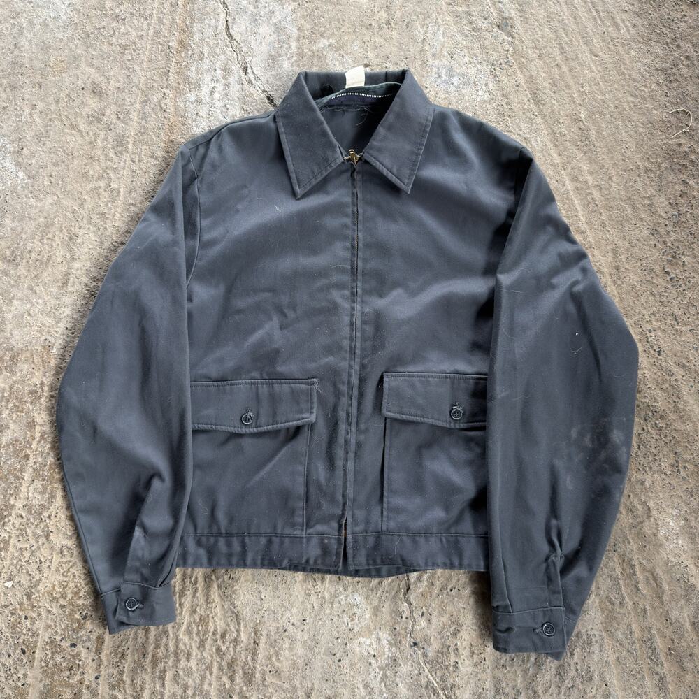 VTG 60s 70s Lee Chetopa Twill Workwear Zip Up Jacket Dark Gray Size 40-42 Large